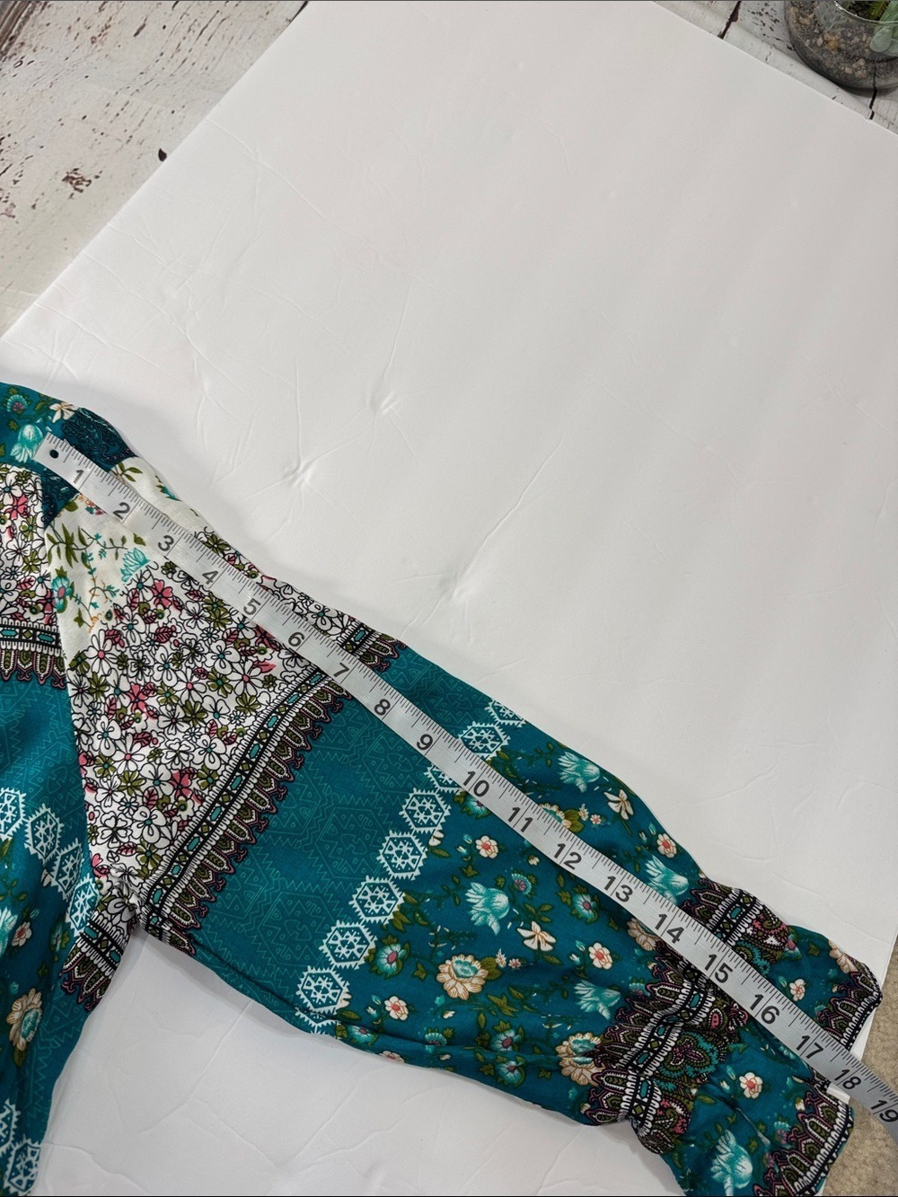 Teal Floral Button-Front Maxi Dress Cottagecore Boho Large - Picture 10 of 10
